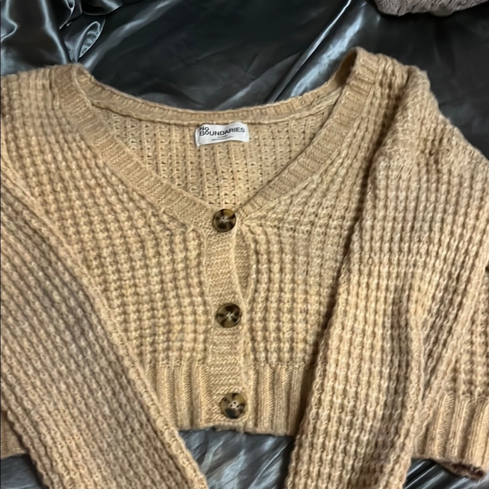 Tan Chunky Knit Cardigan Sweater